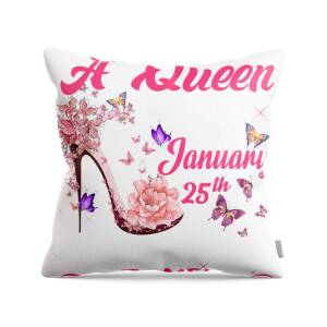 18x18 Best Women Birthday Designs & Gifts Queens are Born in January Design-Cute Woman Birthday Gift Throw Pillow Multicolor 